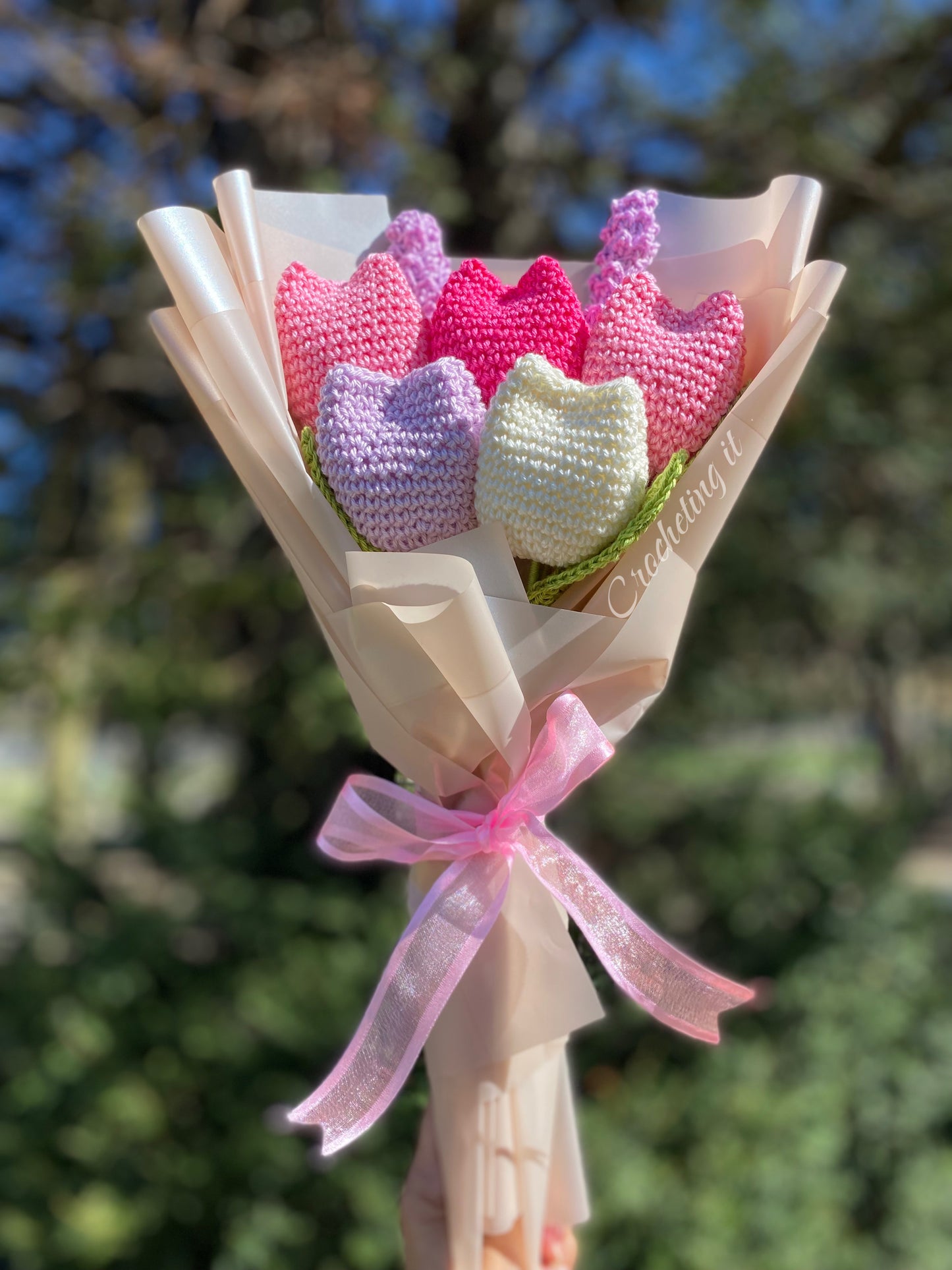 Bouquet di 5 tulipani model Fucsia