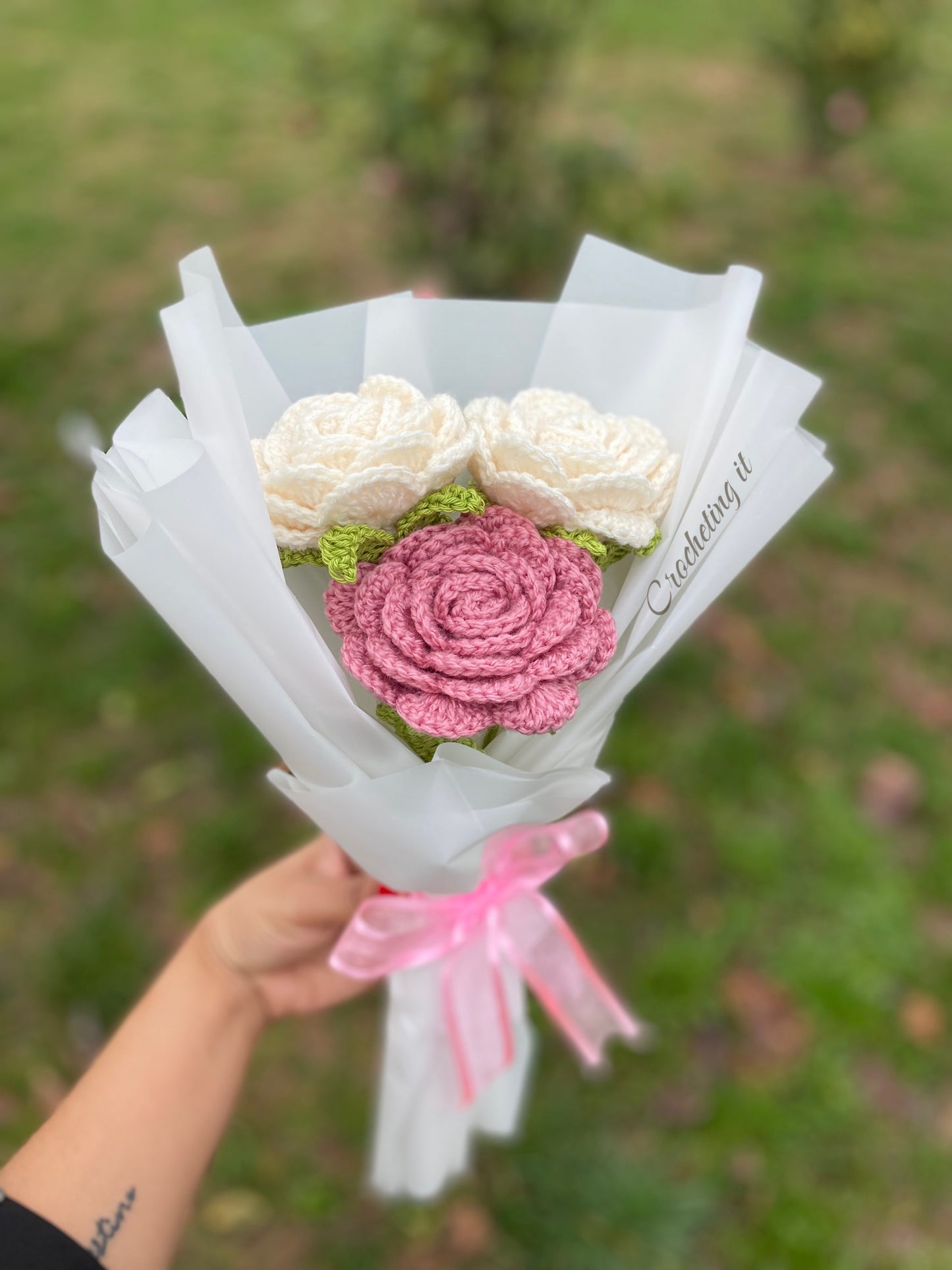 Bouquet di 3 Rose model bianco