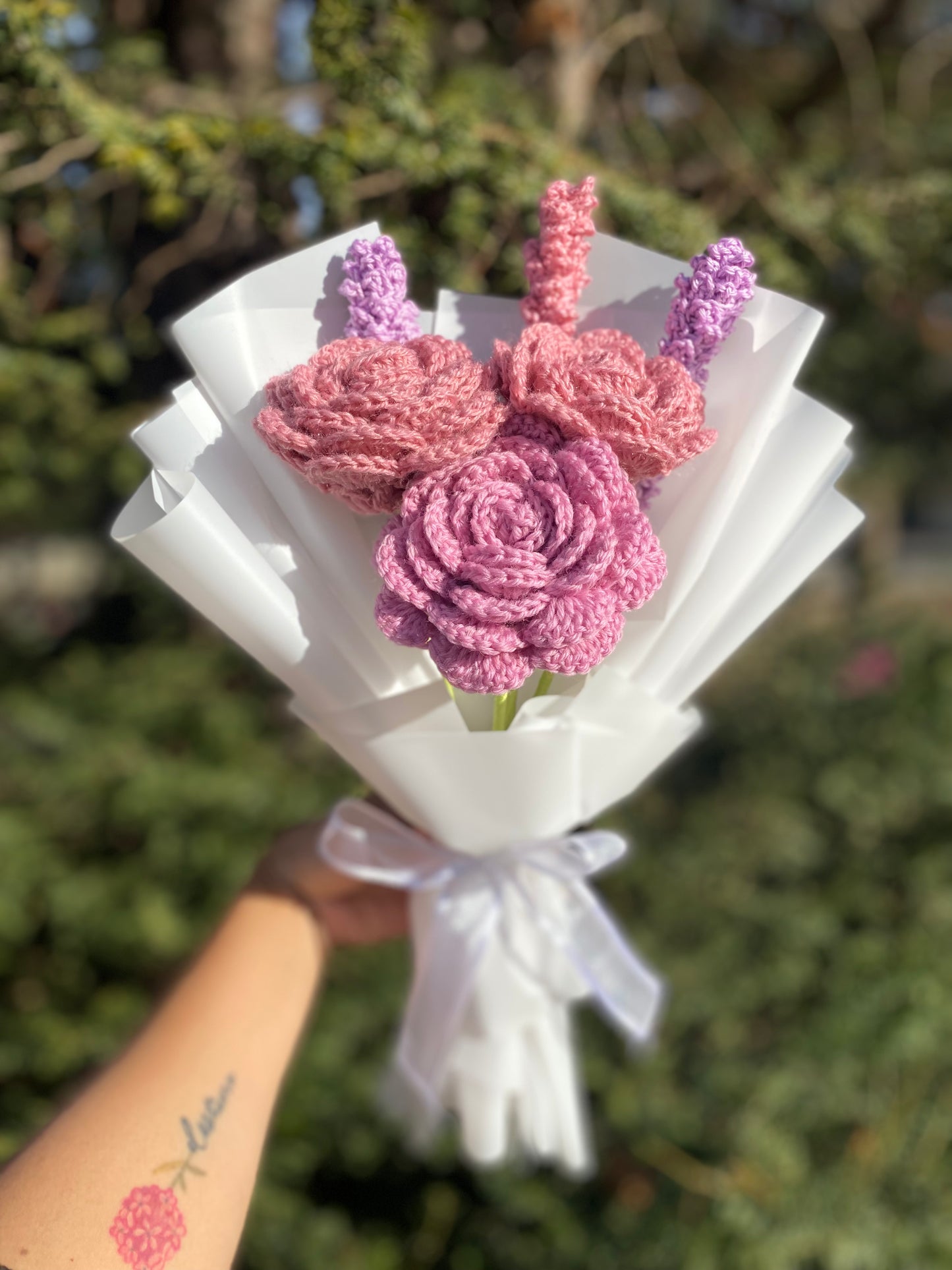 Bouquet di 3 rose model rosa