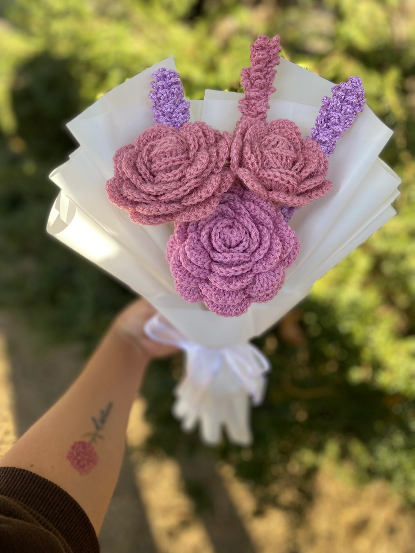 Bouquet di 3 rose model rosa