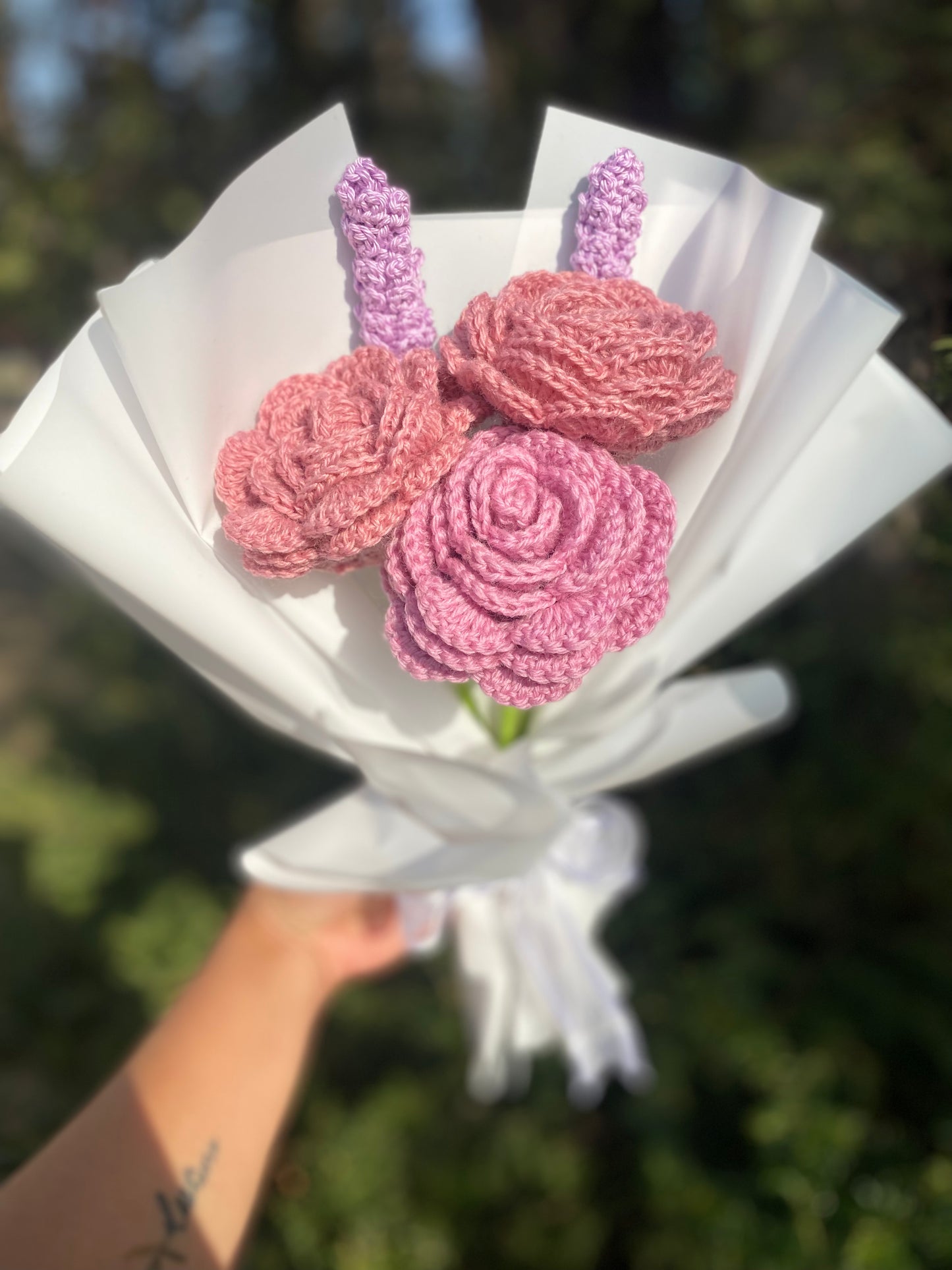 Bouquet di 3 rose model rosa